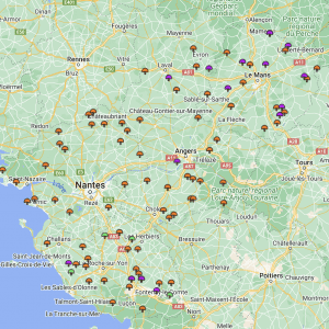 Carte coins à champignons pays de la loire