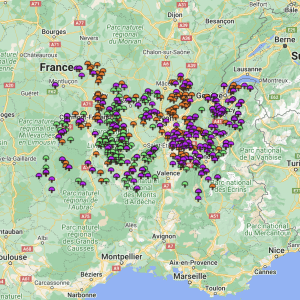 carte coin a morilles Auvergne-Rhone-Alpes
