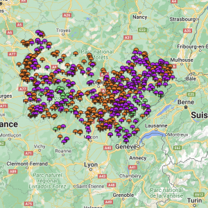 carte coins a morilles Bourgogne-Franche-Comté