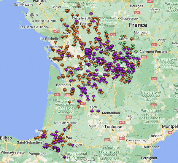 carte coins a Morilles Nouvelle-Aquitaine