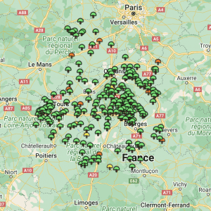 Carte girolles Centre-Val de Loire