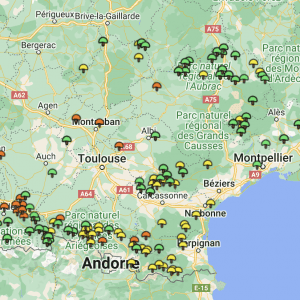 Carte girolles Occitanie