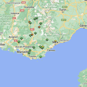 Carte girolles Provence-Alpes-Côte d’Azur
