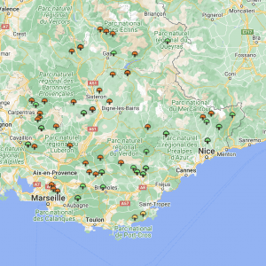 Carte cèpes Provence-Alpes-Côte d’Azur