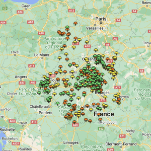 Carte cèpes Centre-Val de Loire