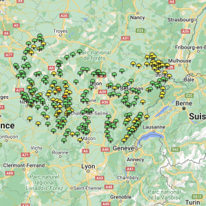 Carte cèpes Bourgogne-Franche-Comté